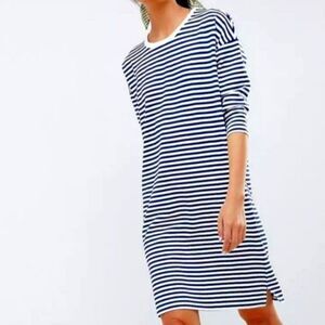 mbyM Carnell Royal Blue & White Jersey Knit Relaxed Fit Casual Shift Dress